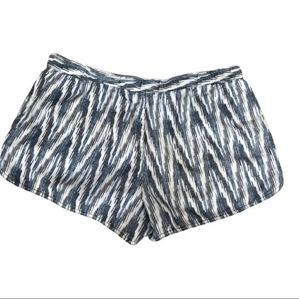 J. Crew Women Linen Blend Blue White Black Geometric Shorts Style size L